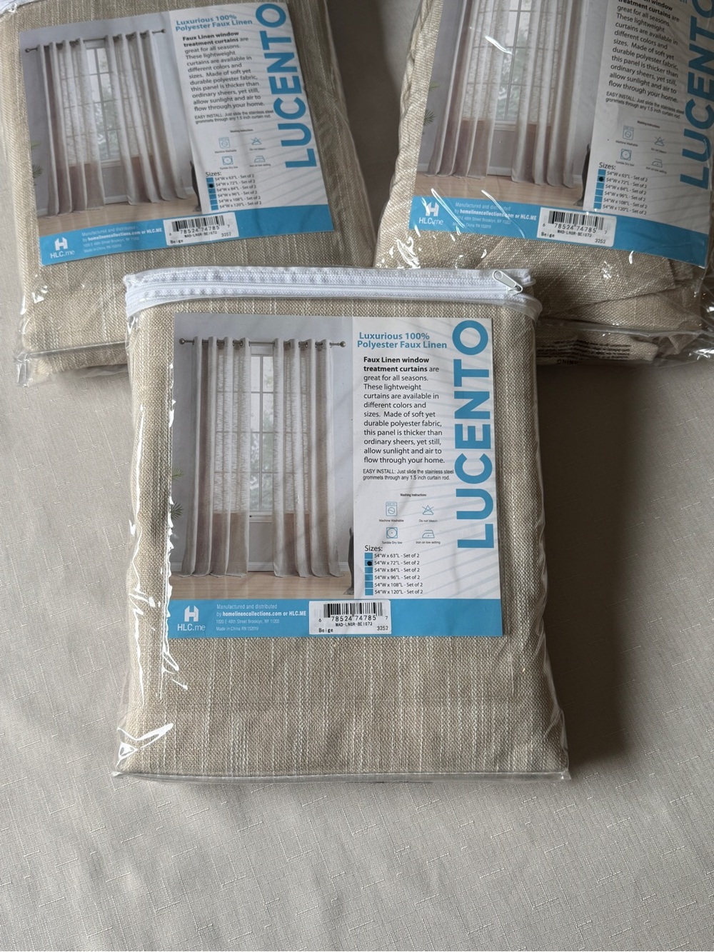 Faux Linen Window Curtain Panel - Beige